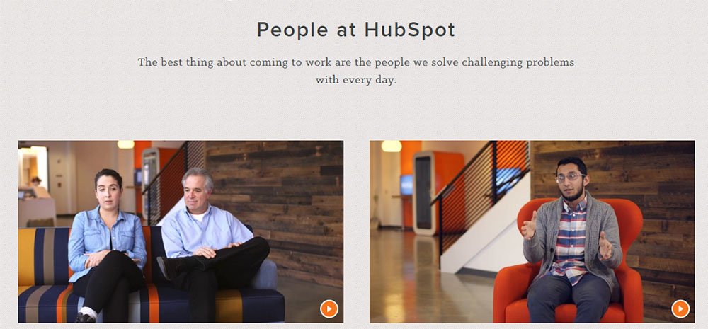 HubSpot About Us page: People videos