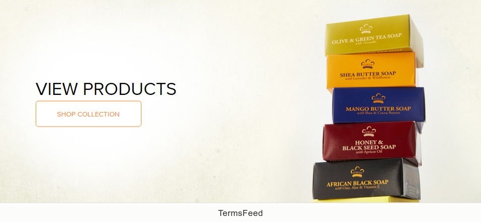 Nubian Heritage About Us page: The View Products call to action button