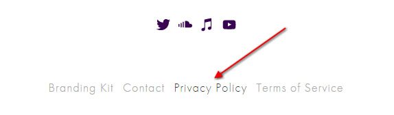 Pixel Fondue website footer: Link to Privacy Policy