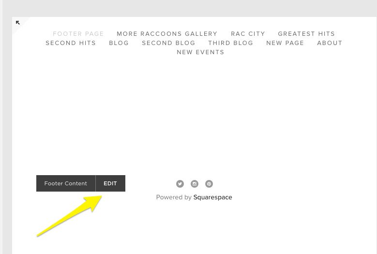 Squarespace, Footer Content: Edit button