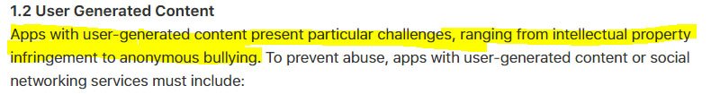 Apple App Store Policy on User-Generated Content: Harassment and Bullying