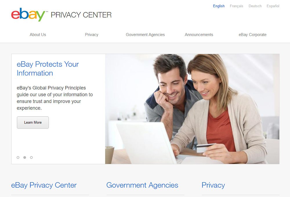 Screenshot of eBay Privacy Center