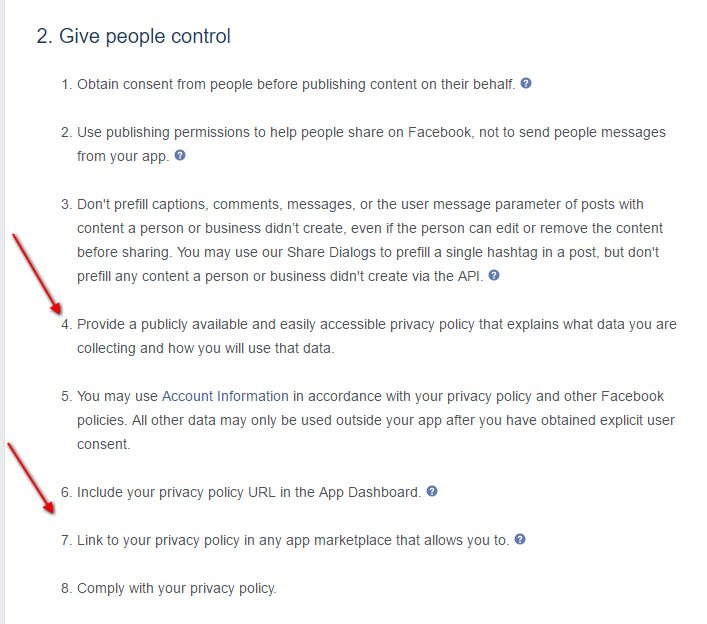 Facebook Bots for Messenger: Platform Policy, section 4 and 7 on Privacy Policy