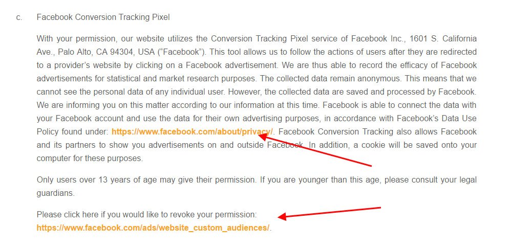 Goodgame Studios Privacy Policy: Facebook Conversion Tracking Pixel Retargeting