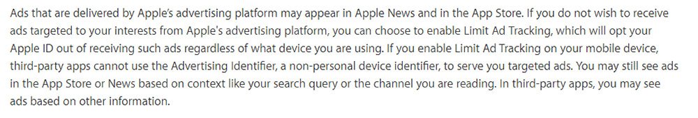 Apple Privacy Policy: Cookies and Ad Tracking process to turn off
