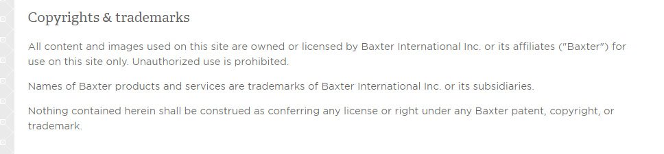 Example of Copyright Disclaimer from Baxter
