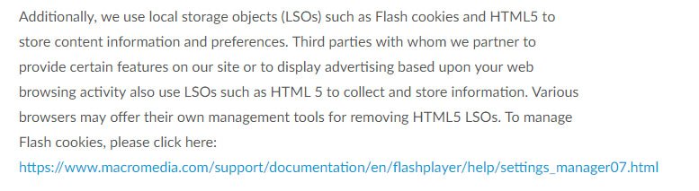 Lenovo US Privacy Policy: Cookies and Flash technology