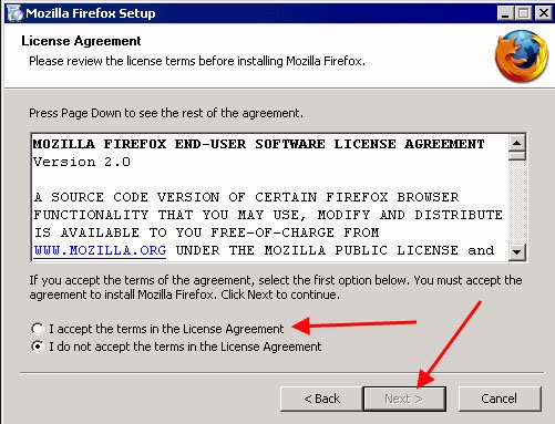 Mozilla Firefox Setup: Accept EULA