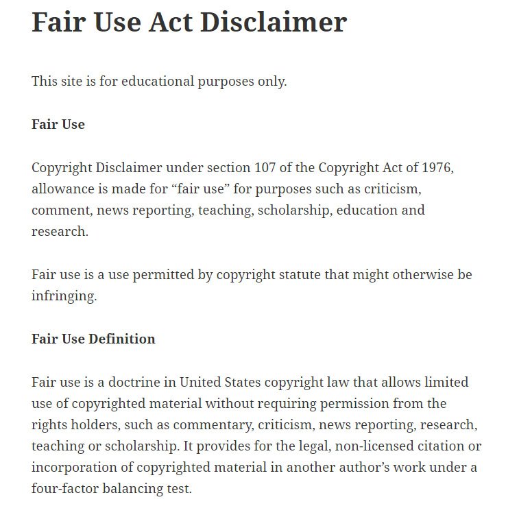 Example of Fair Use Act Disclaimer from Syracuse Journal of Science Technology Law