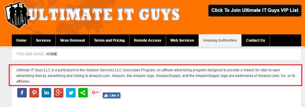 Disclosure on Amazon Associates links from Ultimate IT Guys