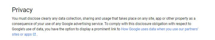 AdMob Program Policies Privacy Section Intro