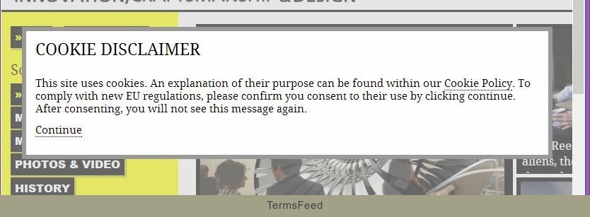 General Pop-Up Cookie Disclaimer