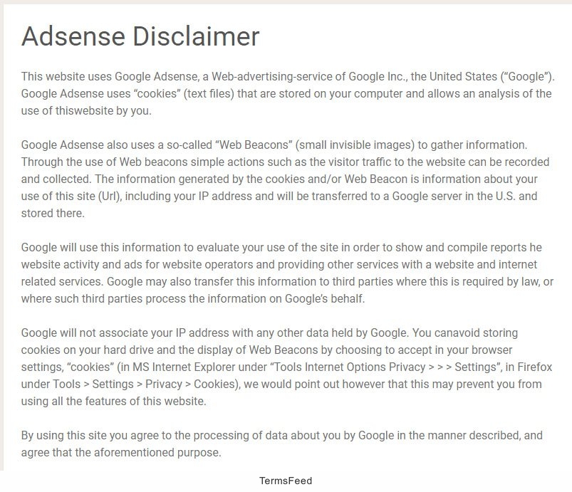 Faith Area's AdSense Disclaimer