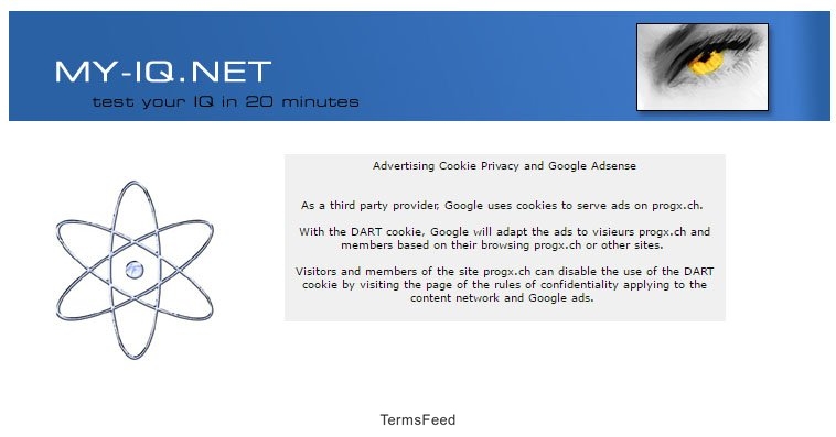 My-IQ Advertising Cookie Privacy and Google AdSense Disclaimer