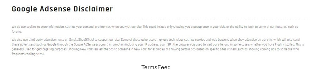 SmokeShopOfficial's Google AdSense Disclaimer
