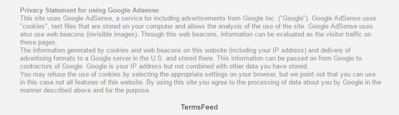 Volz Servos Privacy Statement for Using Google AdSense