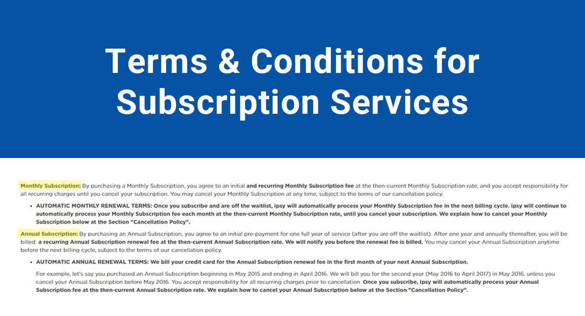 Terms & Conditions for Subscription Services