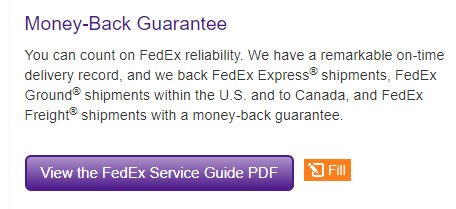 FedEx Money Back Guarantee notice