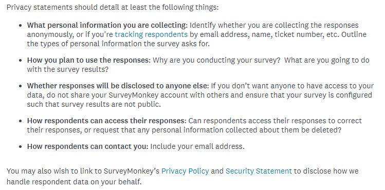 SurveyMonkey’s Data Collection and Privacy Best Practices: Privacy Statements