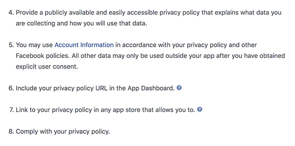 Facebook Platform Policy excerpt