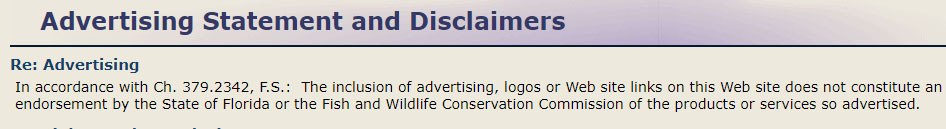 Florida Fish and Wildlife Conservation: Advertising Statement and Disclaimers