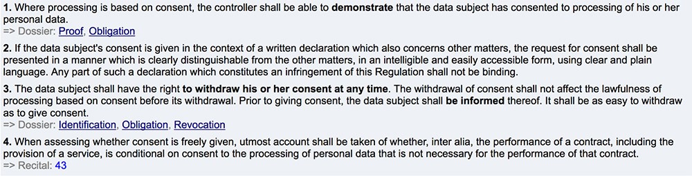 GDPR Article 7: Consent clauses 1 through 4