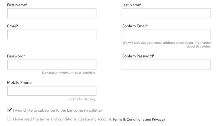 Lancome contact form
