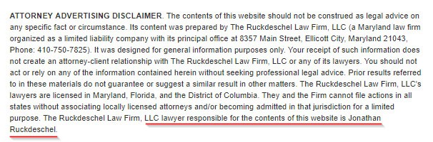 Ruckdeschel Law Firm Attorney Advertising Disclaimer