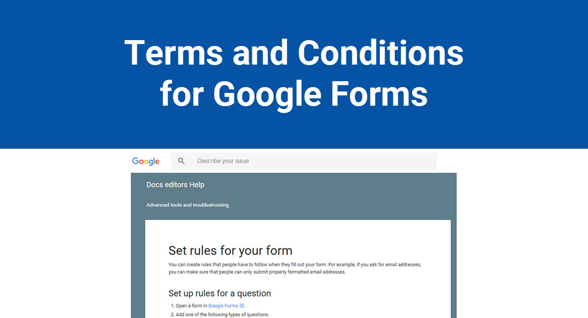 Terms and Conditions for Google Forms