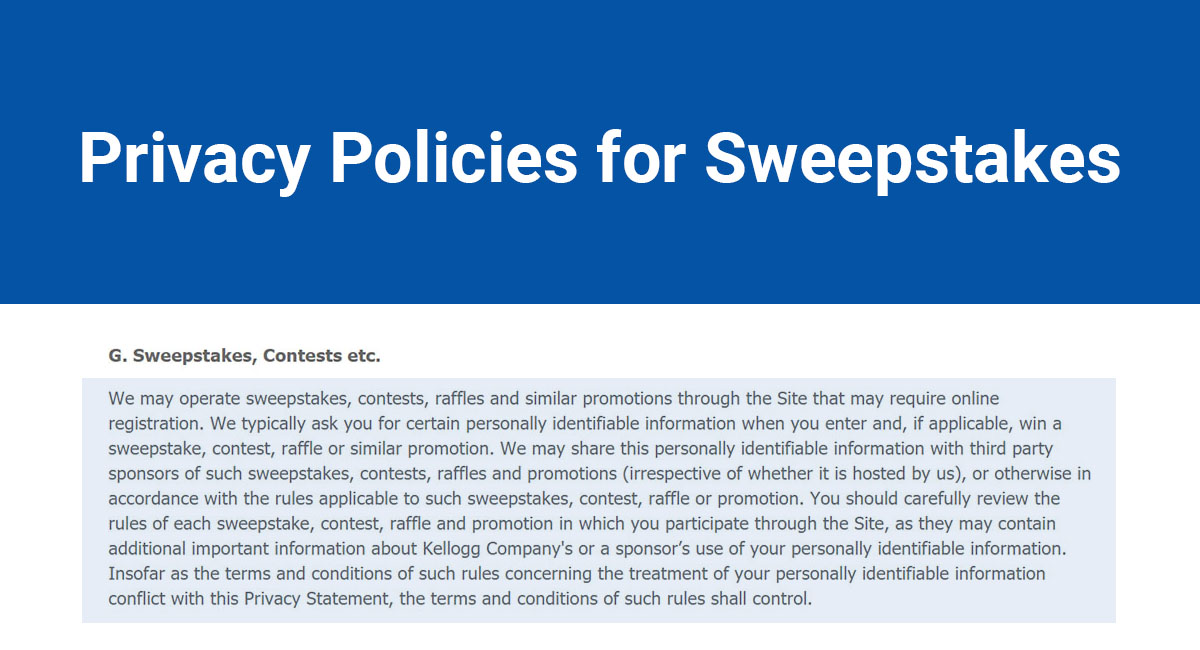 Privacy Policies for Sweepstakes