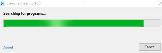 Chrome Cleanup Tool: Searching for programs status bar