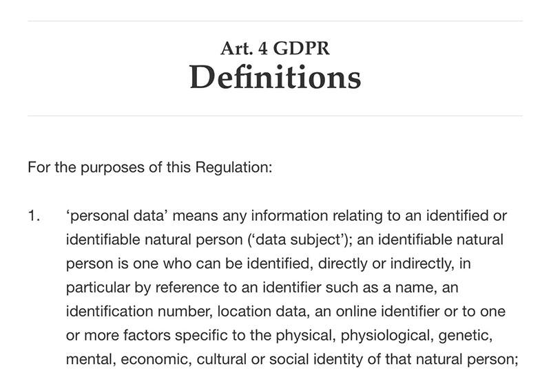 GDPR Article 4 Section 1: Definitions - Personal Data