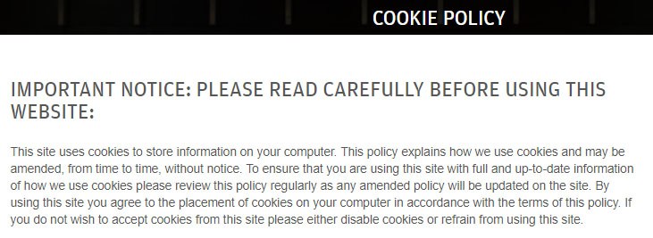 J.P. Morgan Cookie Policy: Important Notice Intro clause using browsewrap