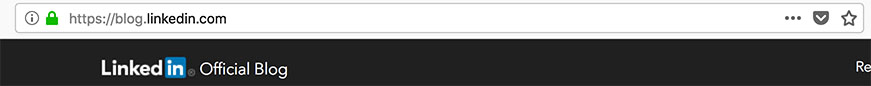 Screenshot of LinkedIn homepage showing URL