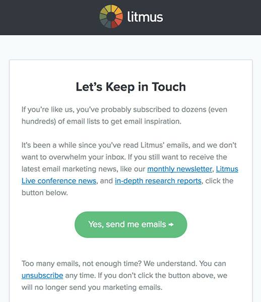 Litmus email to confirm consent to stay subscribed