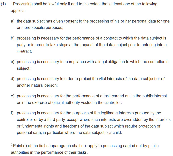 GDPR Article 6: Section 1