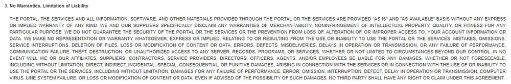 Brown Brothers Harriman and Co: Legal and Disclaimers: No Warranties Limitation of Liability clause