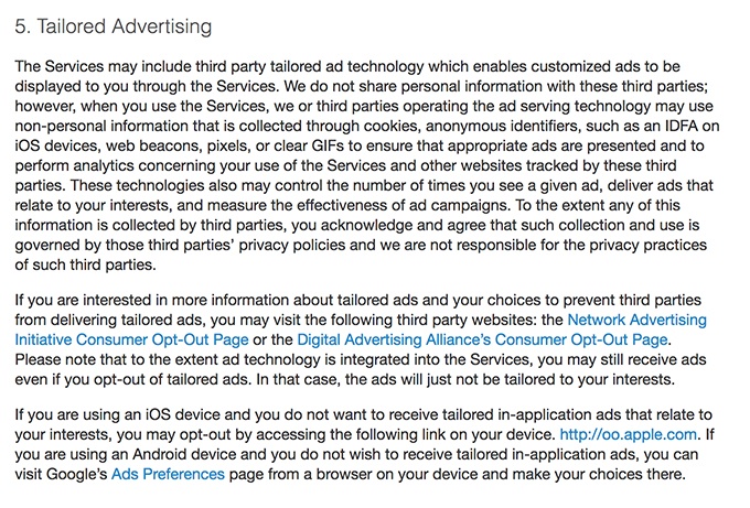 Auction.com Privacy Statement: Tailored Advertising clause