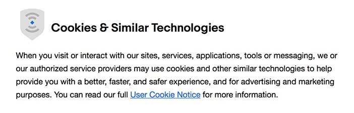 eBay Privacy Notice: Cookies and Similar Technologies clause