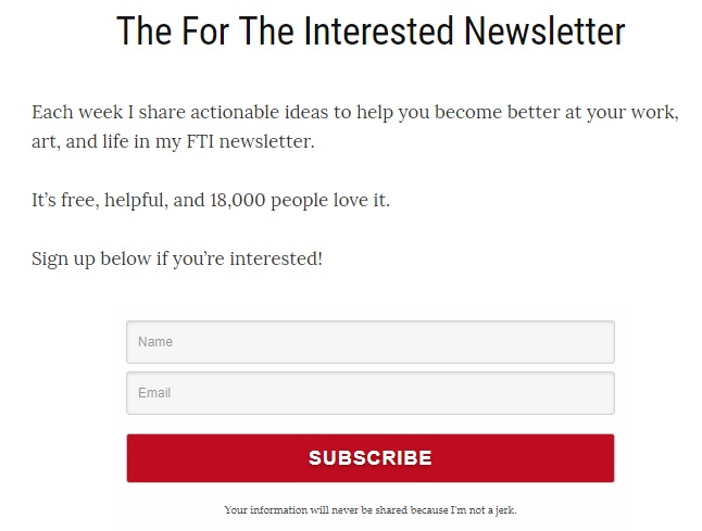 FortheInterested.com email subscribe form