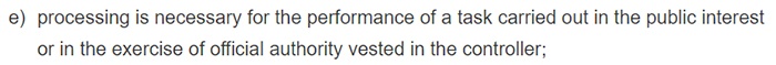 GDPR Article 6 Section 1(a): Lawfulness of processing - Public interest