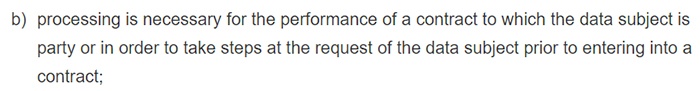 GDPR Article 6 Section 1(b): Lawfulness of processing - Contracts