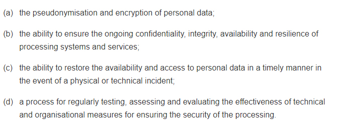 GDPR Article 32: Security of Processing - Section 1