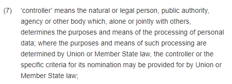 GDPR Info: Article 4: Definitions - Controller