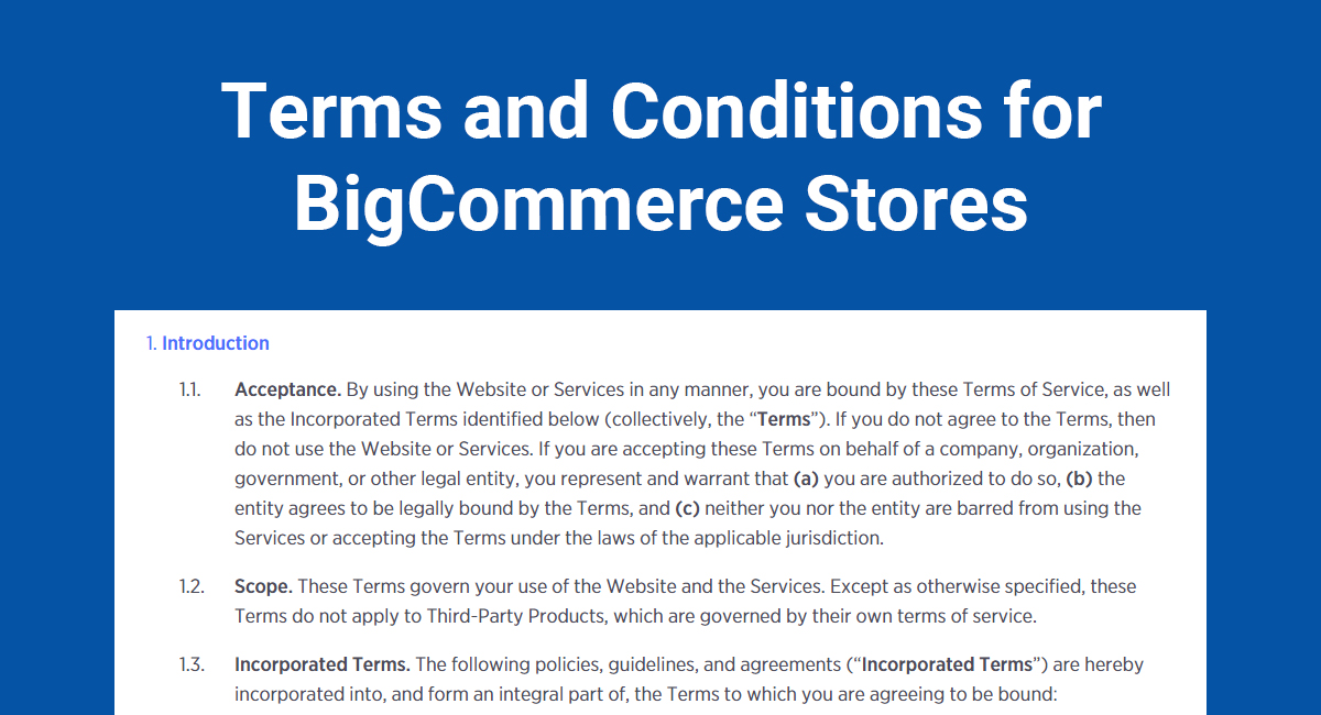 Terms and Conditions for BigCommerce Stores