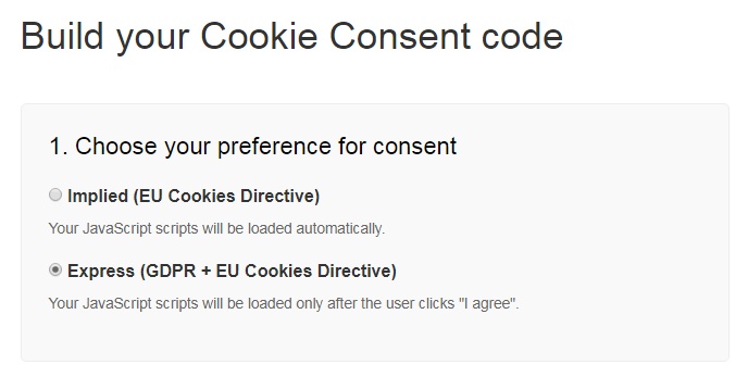 TermsFeed Cookies Consent: Choose your consent preference - Step 1