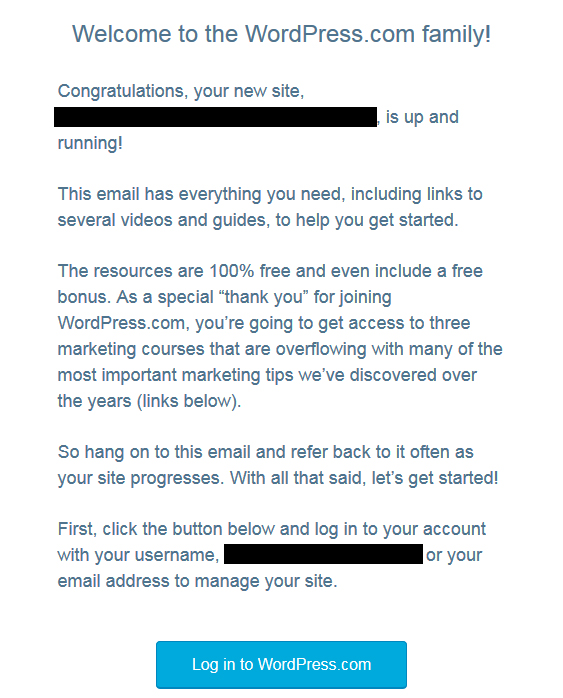 Screenshot of welcome email from WordPress EU