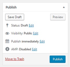 Screenshot of Publish section in WordPress