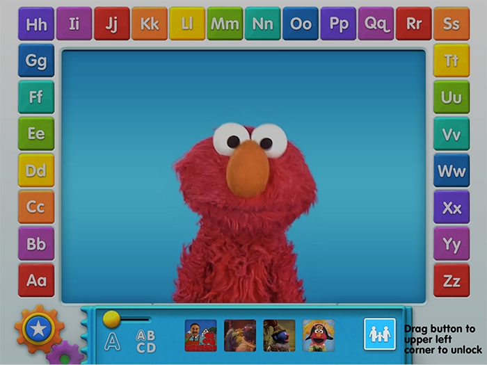 Elmo ABCs game app: Screenshot of parental consent unlock feature