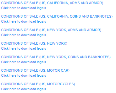 List of USA versions of Bonham&#039;s Conditions of Sale agreements